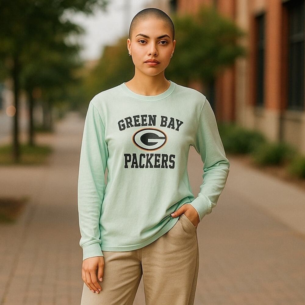 GREEN BAY PACKERS Official NFL Team Logo Long Sleeve Top ~ Women's Size XL (16)